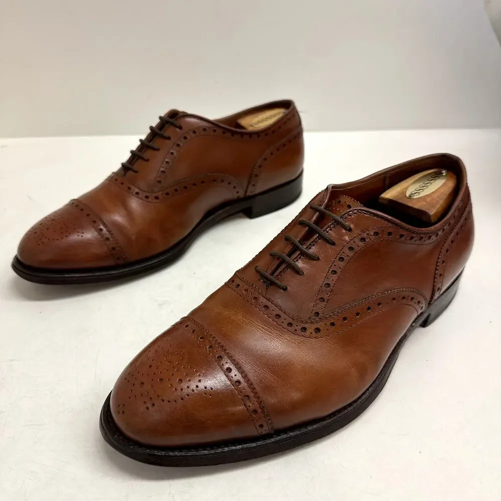 NEW HEELS Alden 911 Medallion Perf Tip Bal Oxford (Burnished Tan Calf) 7.5 E